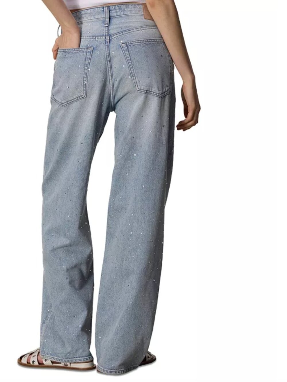 NWT rag & bone Logan Bejeweled Wide Leg Jeans Misty Rhinestone Jewel 28 NWT $358 - Picture 4 of 6